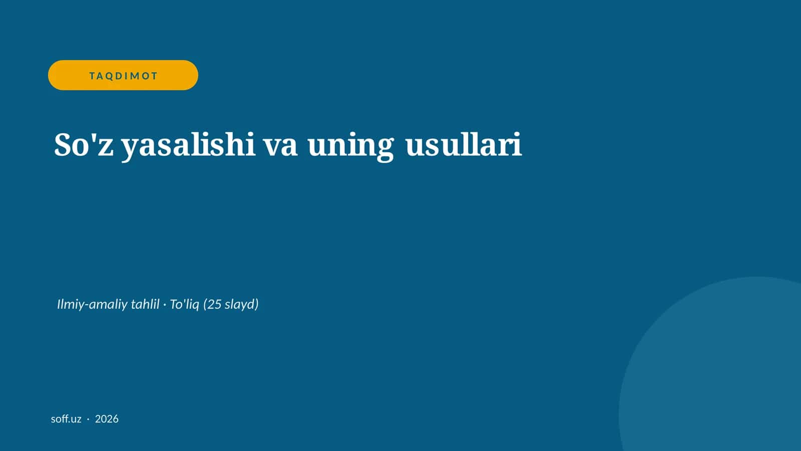 So'z yasalishi va uning usullari