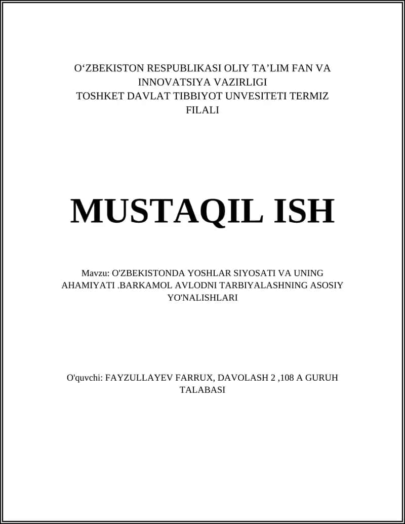 Oʻzbekistonda yoshlar siyosati va uning ahamiyati