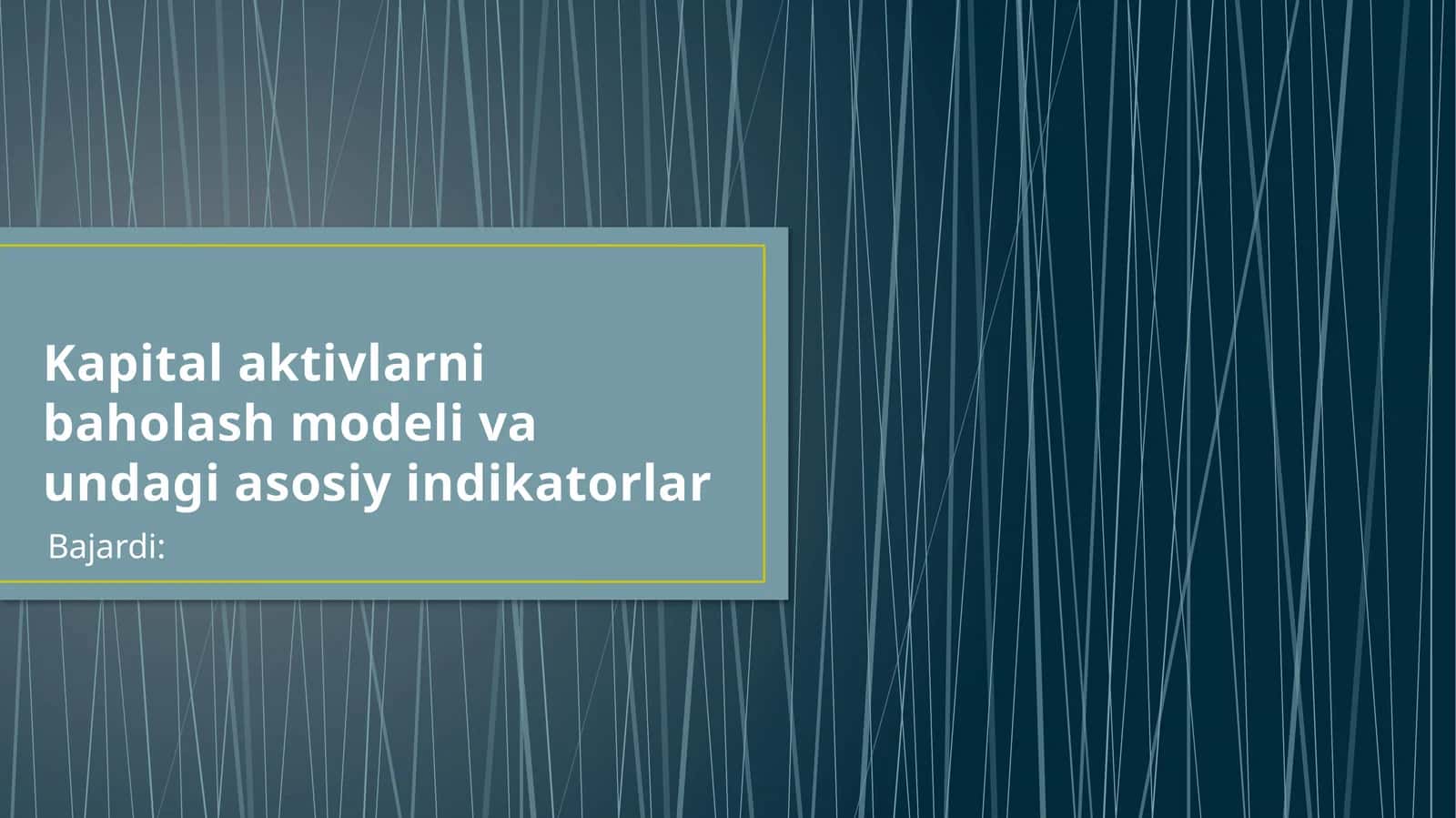 Kapital aktivlarni baholash modeli va undagi asosiy indikatorlar
