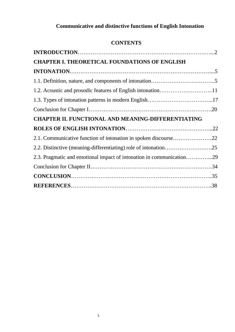Communicative and distinctive functions of English Intonation