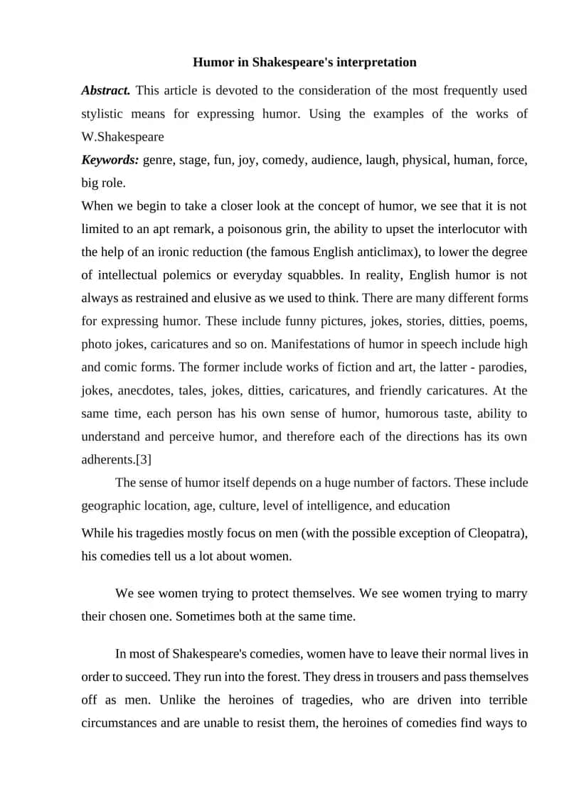 Humor in Shakespeare's interpretation