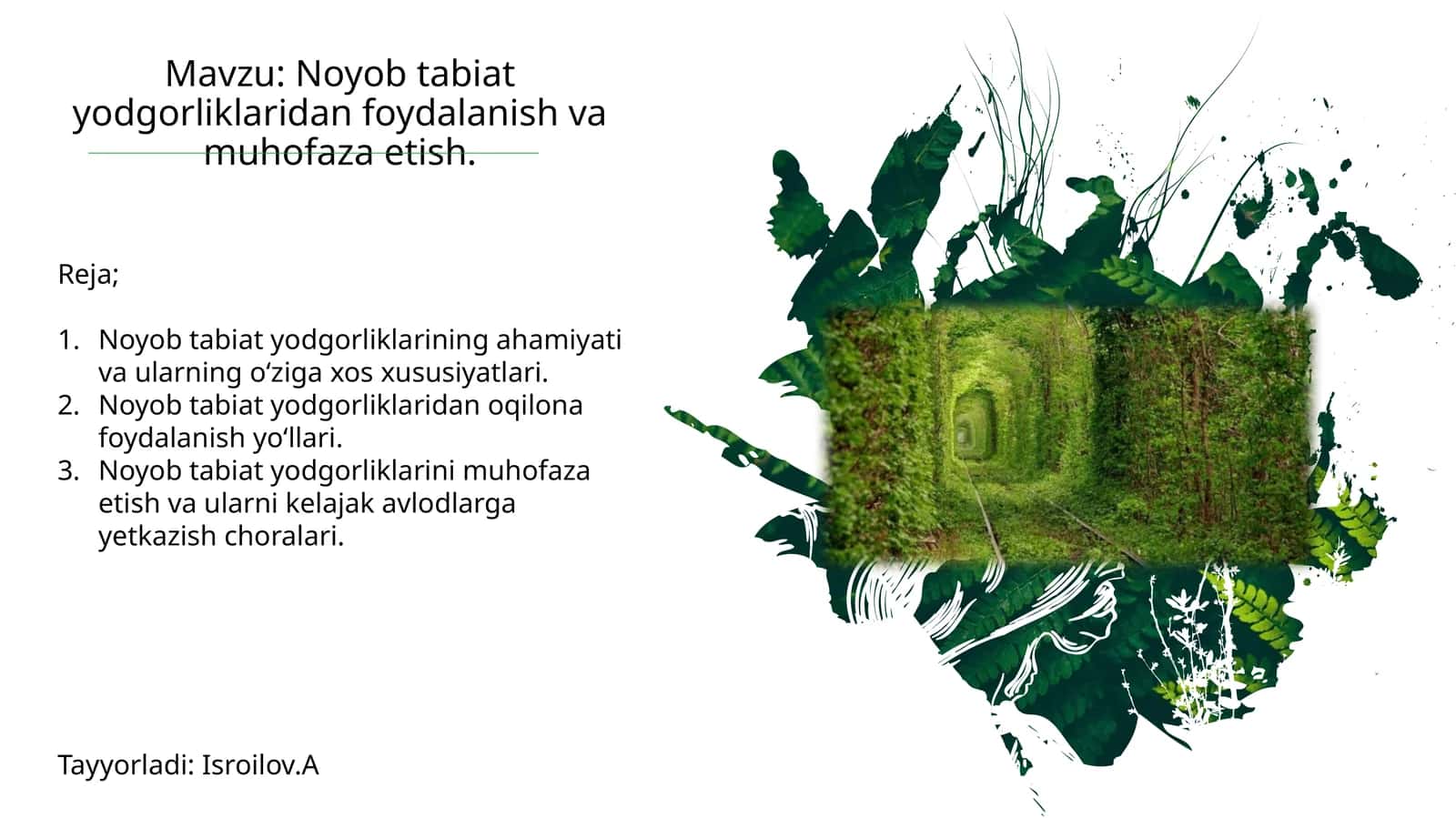 Noyob tabiatyodgorliklaridan foydalanish va muhofaza etish