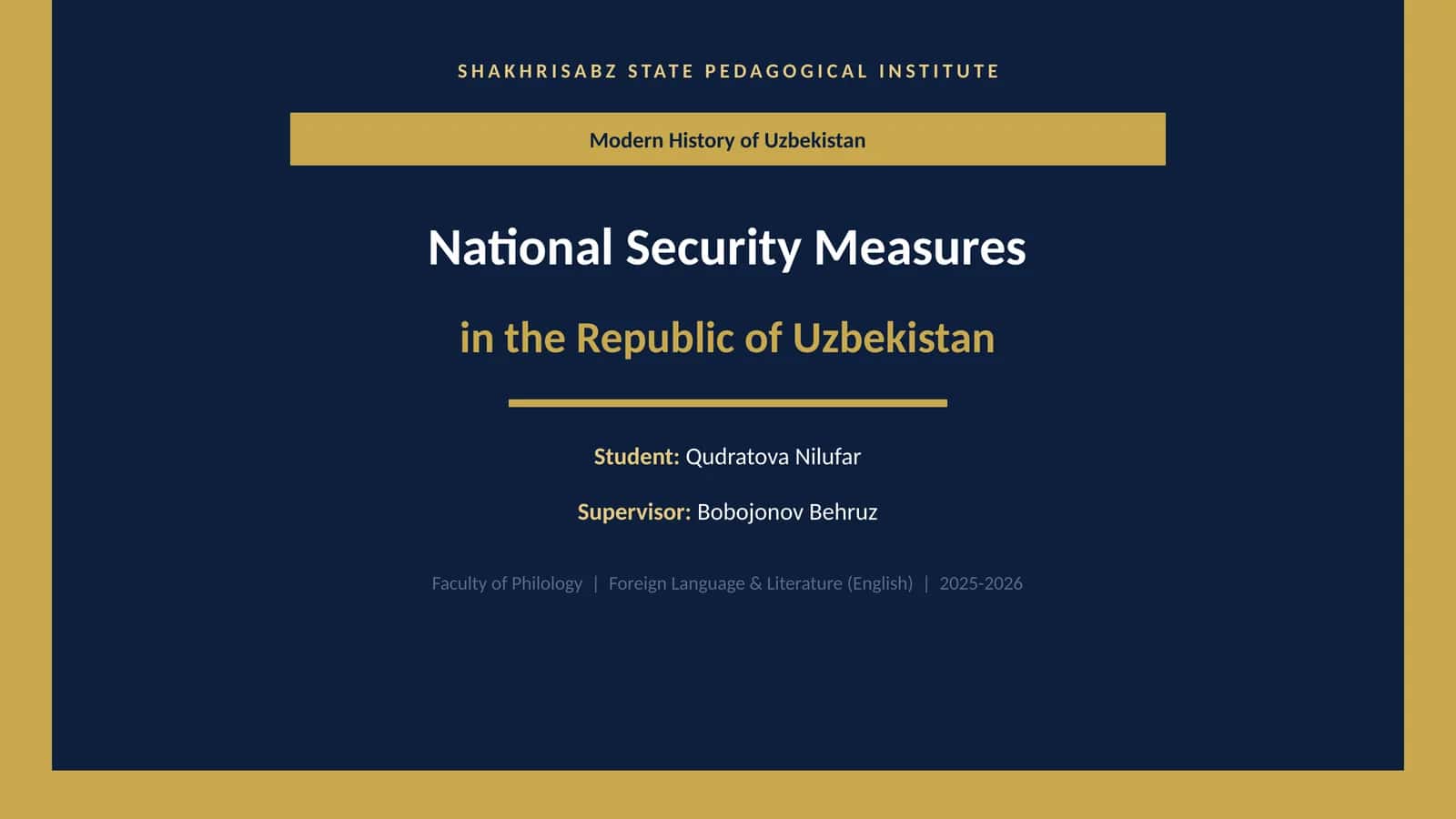 Modern History of Uzbekistan