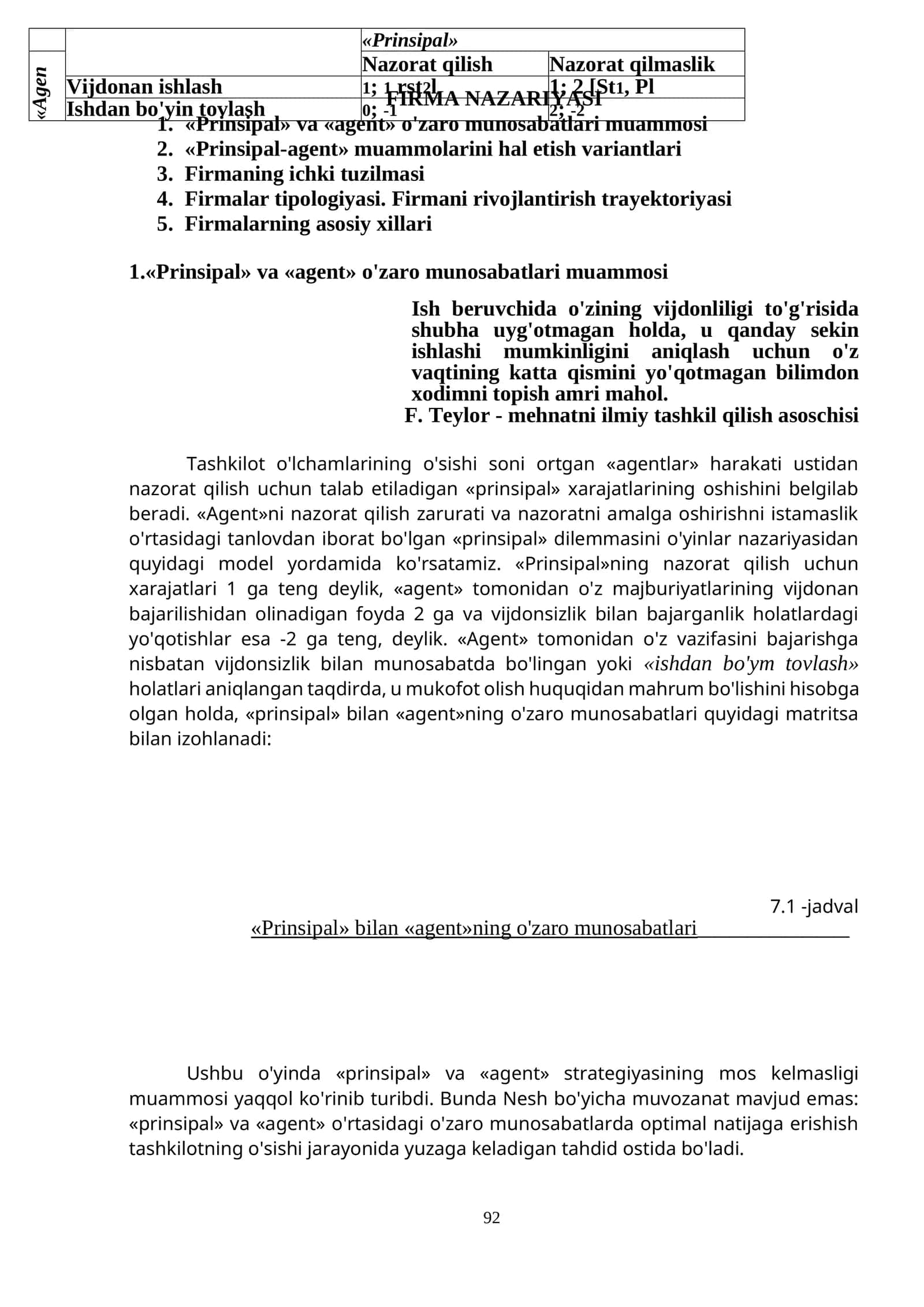 FIRMA NAZARIYASI
