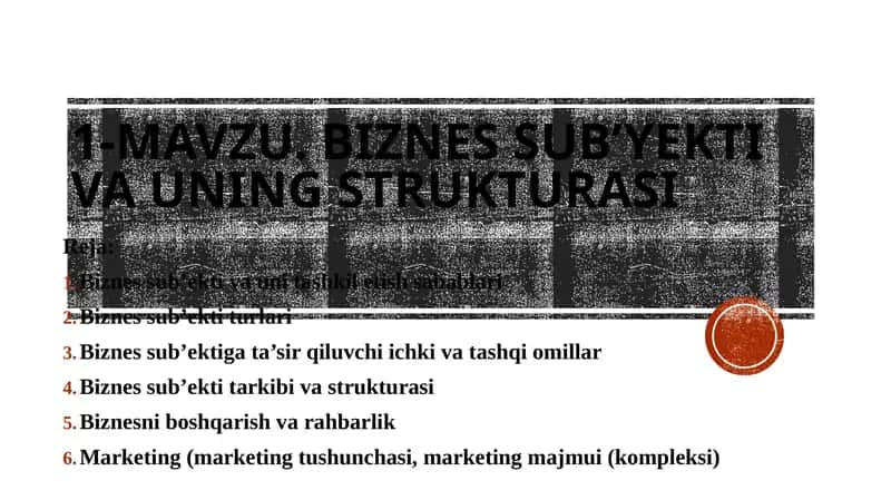 BIZNES SUB’YEKTI VA UNING STRUKTURASI
