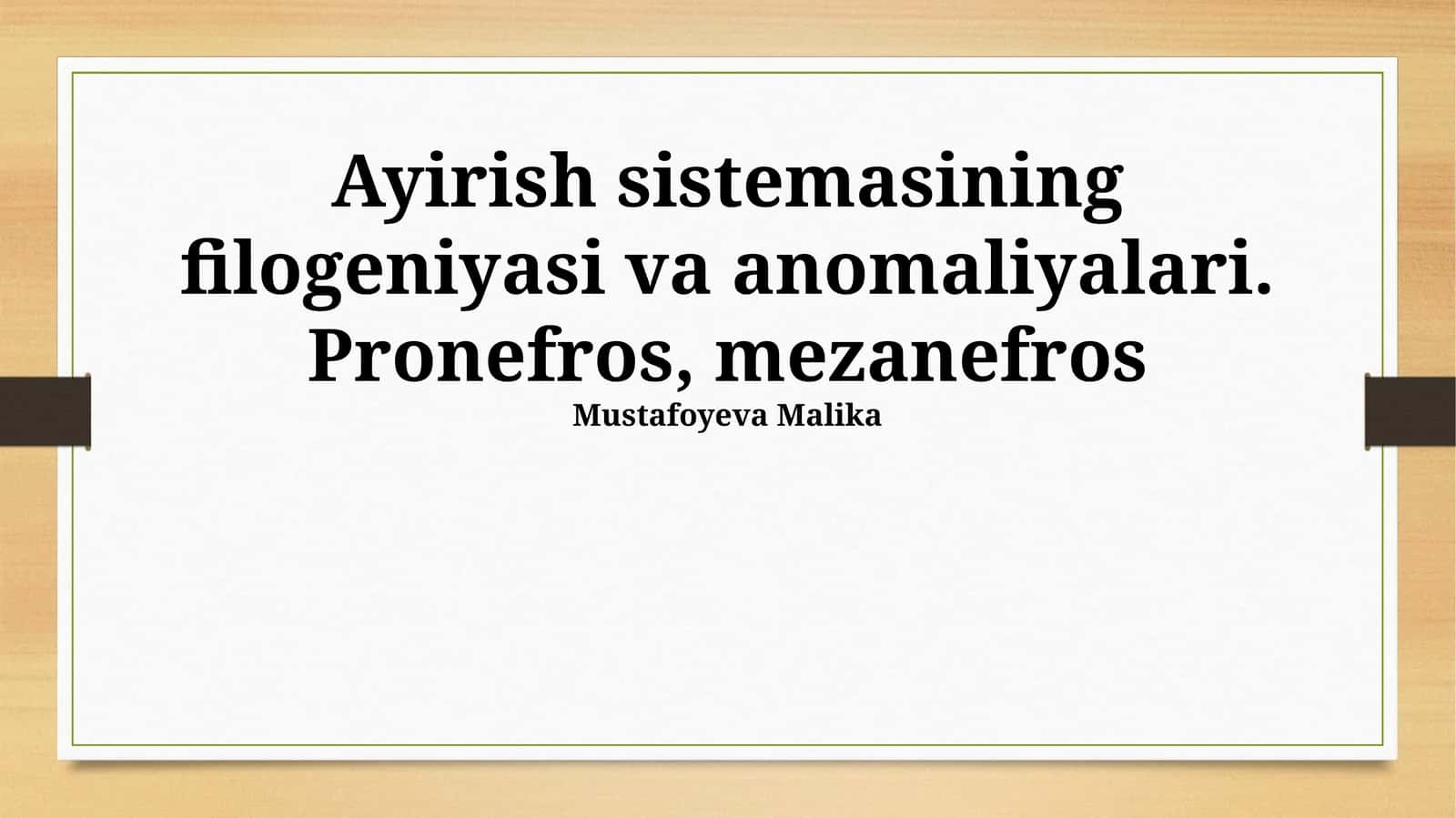 Mezonefrosning Filogeniyasi
