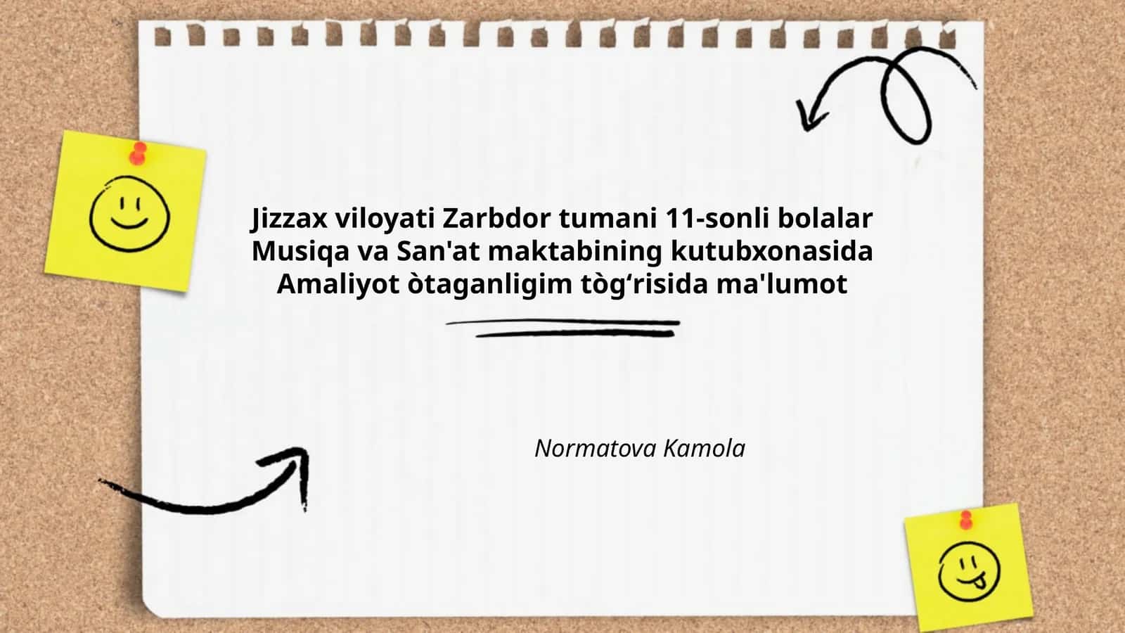 Jizzax viloyati Zarbdor tumani 11-sonli bolalar Musiqa va San'at maktabi