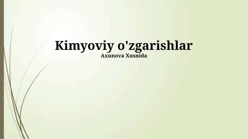 Kimyoviy o'zgarishlar