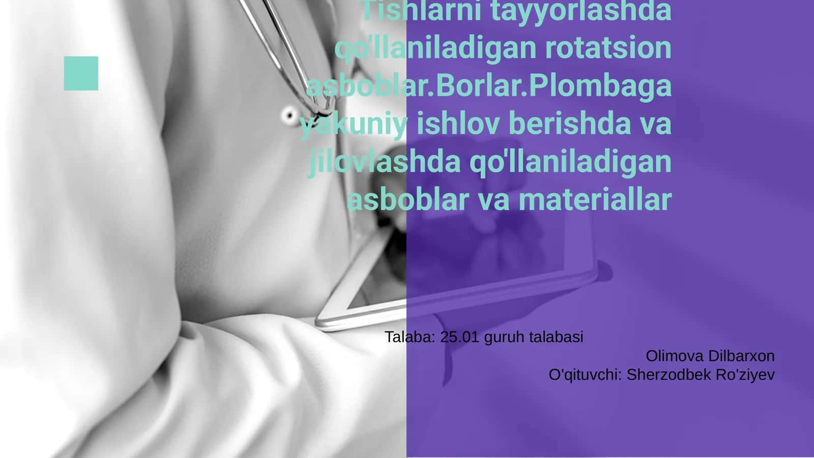Tishlarni tayyorlashda qo'llaniladigan rotatsion asboblar
