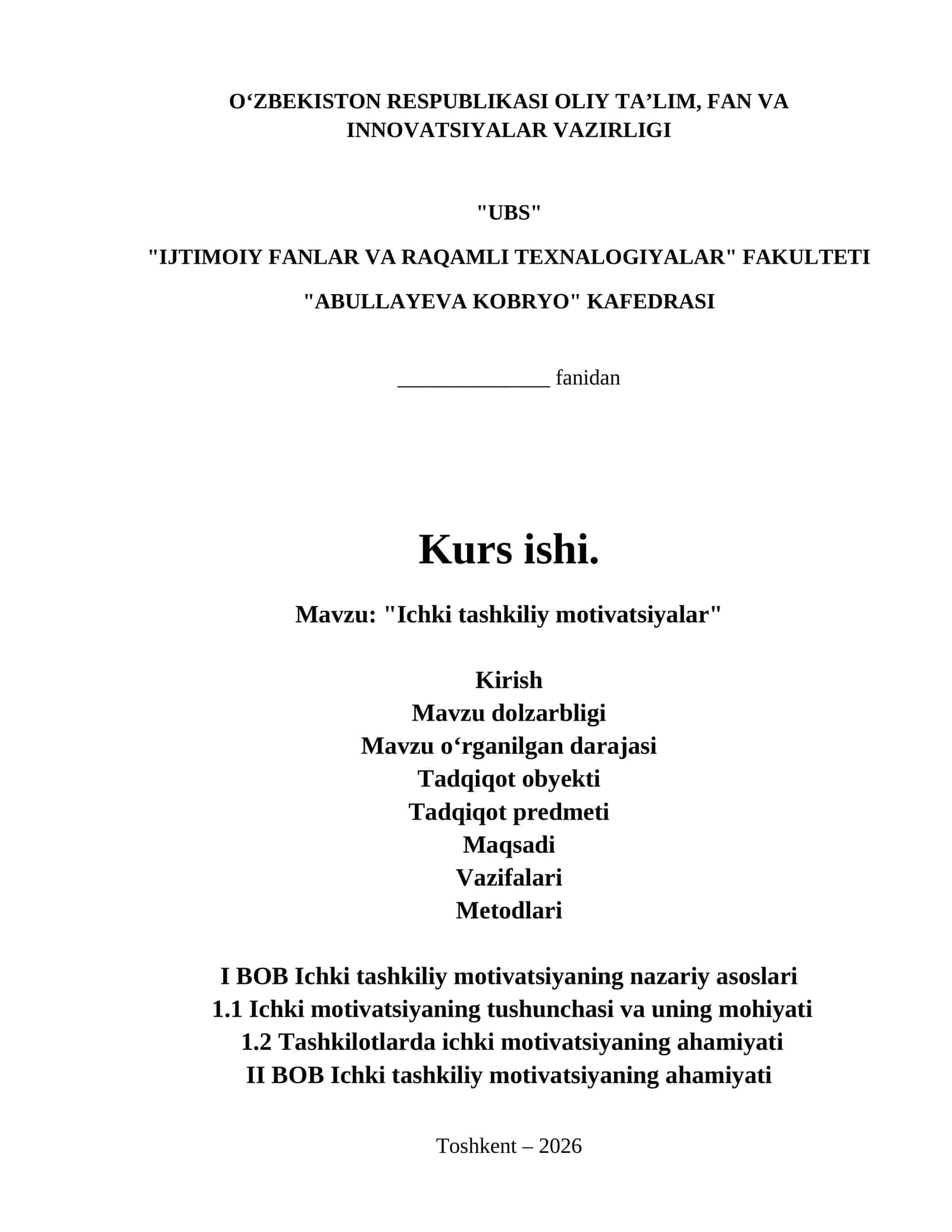 "Ichki tashkiliy motivatsiyalar"