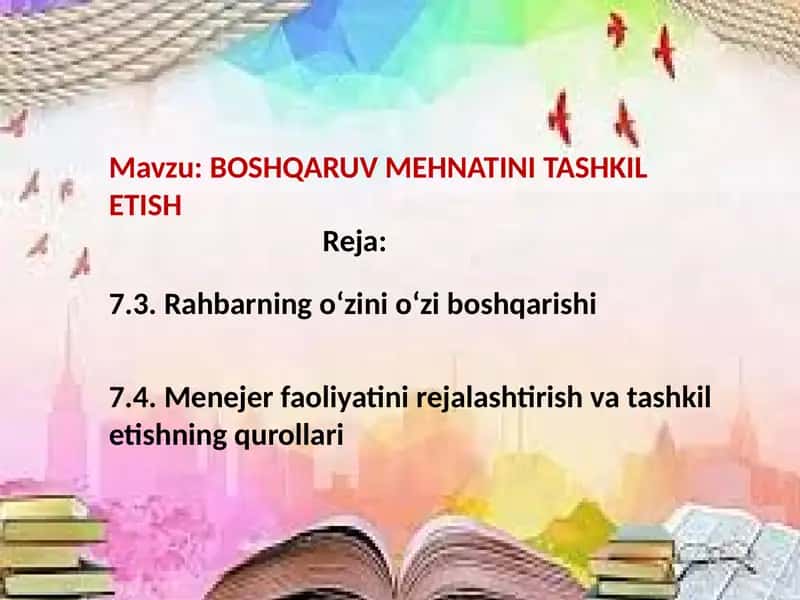 Rahbarning o‘zini o‘zi boshqarishi
