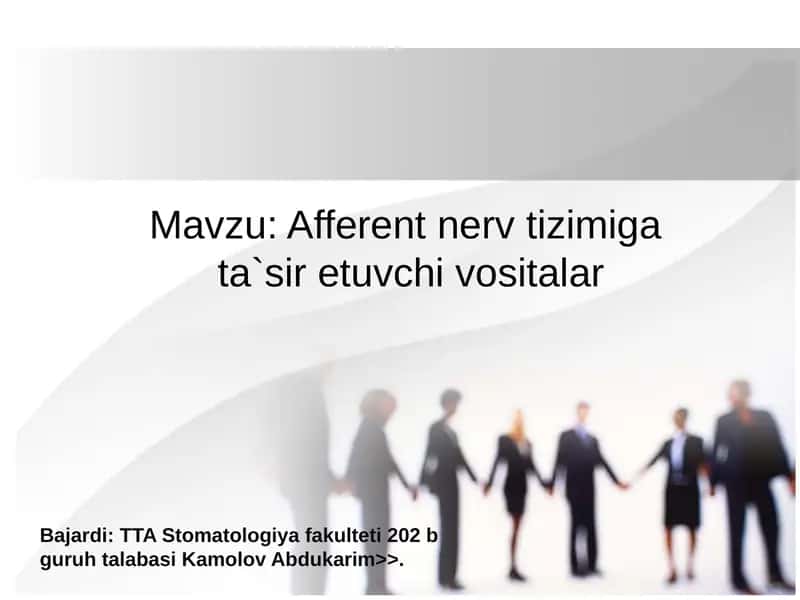 AFFERENT INNERVATSIYAGA TA’SIRETUVCHI DORILAR
