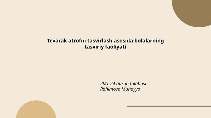 Bolalarning tasviriy faoliyati