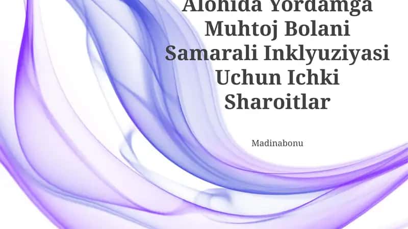 Alohida Yordamga Muhtoj Bolani Samarali Inklyuziyasi Uchun Ichki Sharoitlar