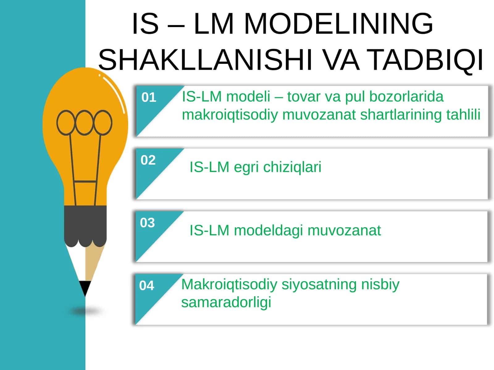 IS-LM MODELINING SHAKLLANISHI VA TADBIQI