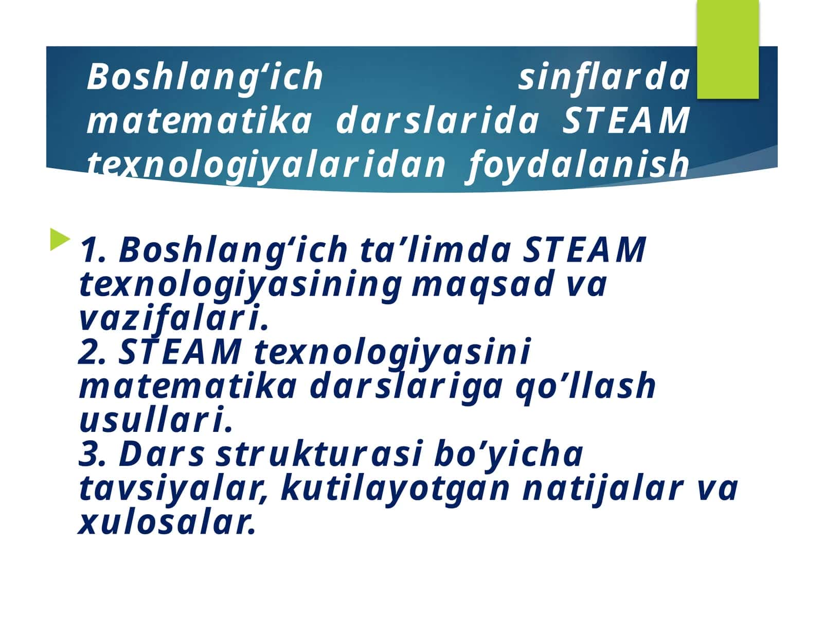 Matematikadagi STEAM texnologiyalari