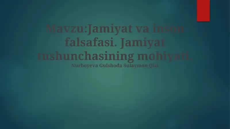 Jamiyat va inson falsafasi