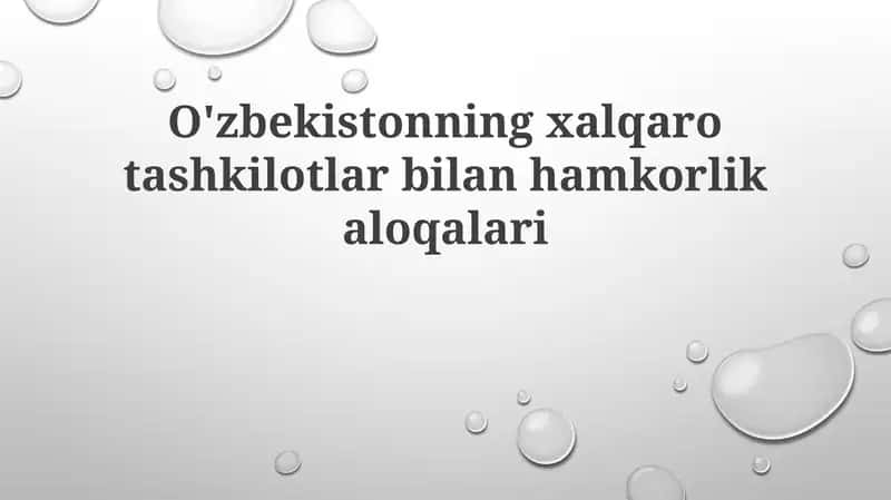 Oʻzbekistonning xalqaro tashkilotlar bilan hamkorlik aloqalari