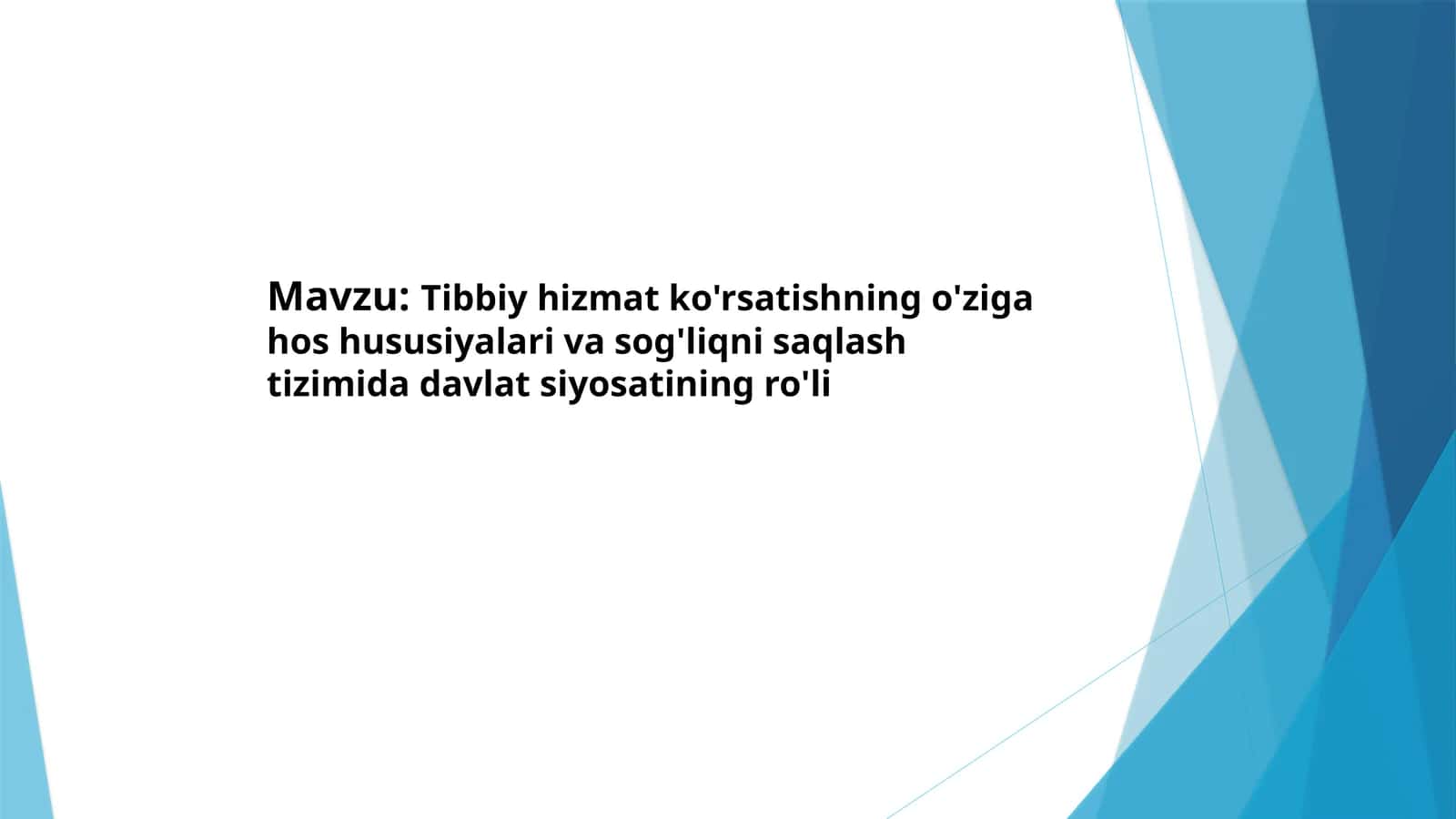 Tibbiy hizmat ko'rsatishning o'ziga hos hususiyalari