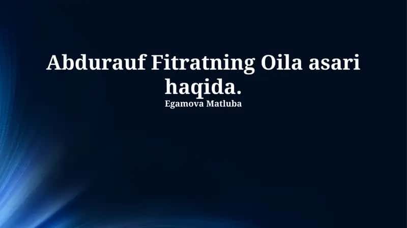 Fitratning "Oila" asari