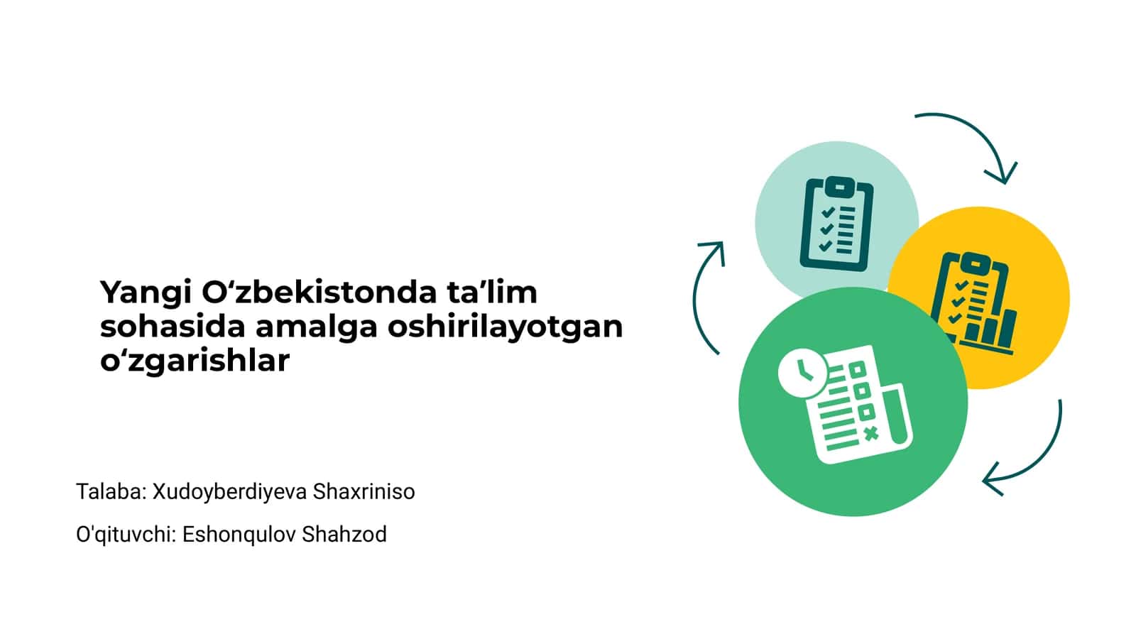 Yangi Oʻzbekistonda ta'lim sohasida amalga oshirilayotgan oʻzgarishlar