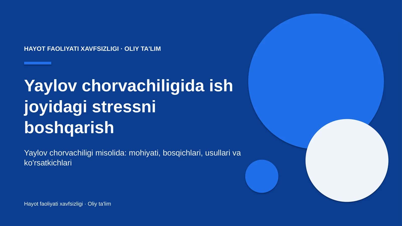 Yaylov chorvachiligida ish joyidagi stressni boshqarish
