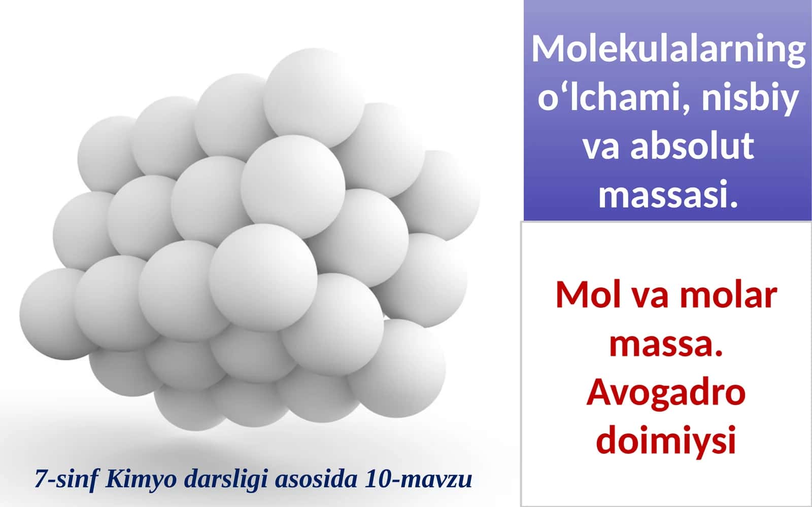 Molvamolarmassa. Avogadrodoimiysi
