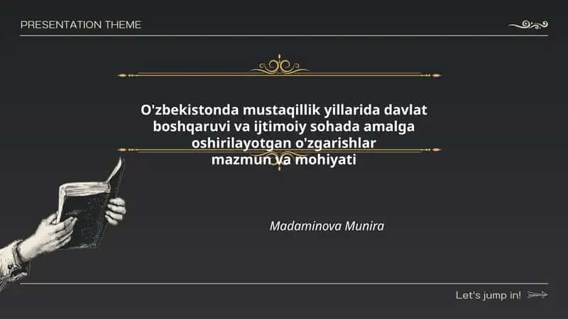 O'zbekistonda mustaqillik yillarida davlat boshqaruvi va ijtimoiy sohada amalga oshirilayotgan o'zgarishlar