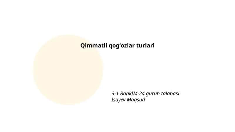 Qimmatli qogʻozlar turlari