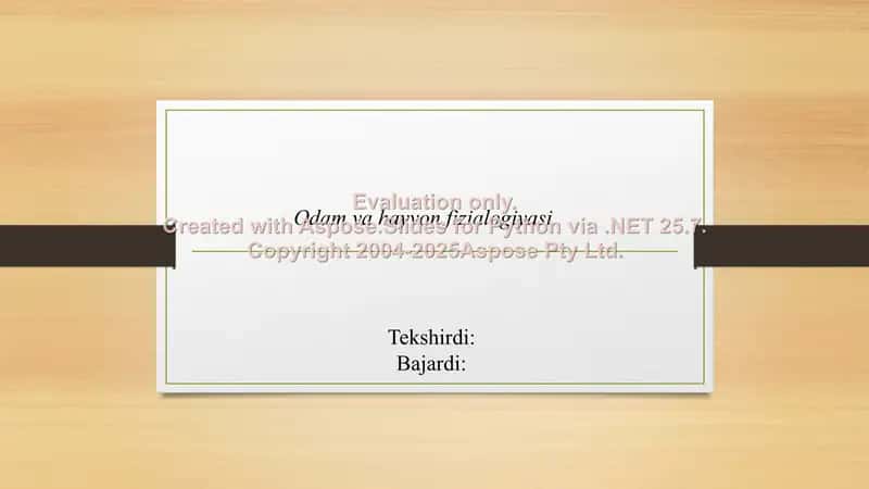 Odam va hayvon fizialogiyasi