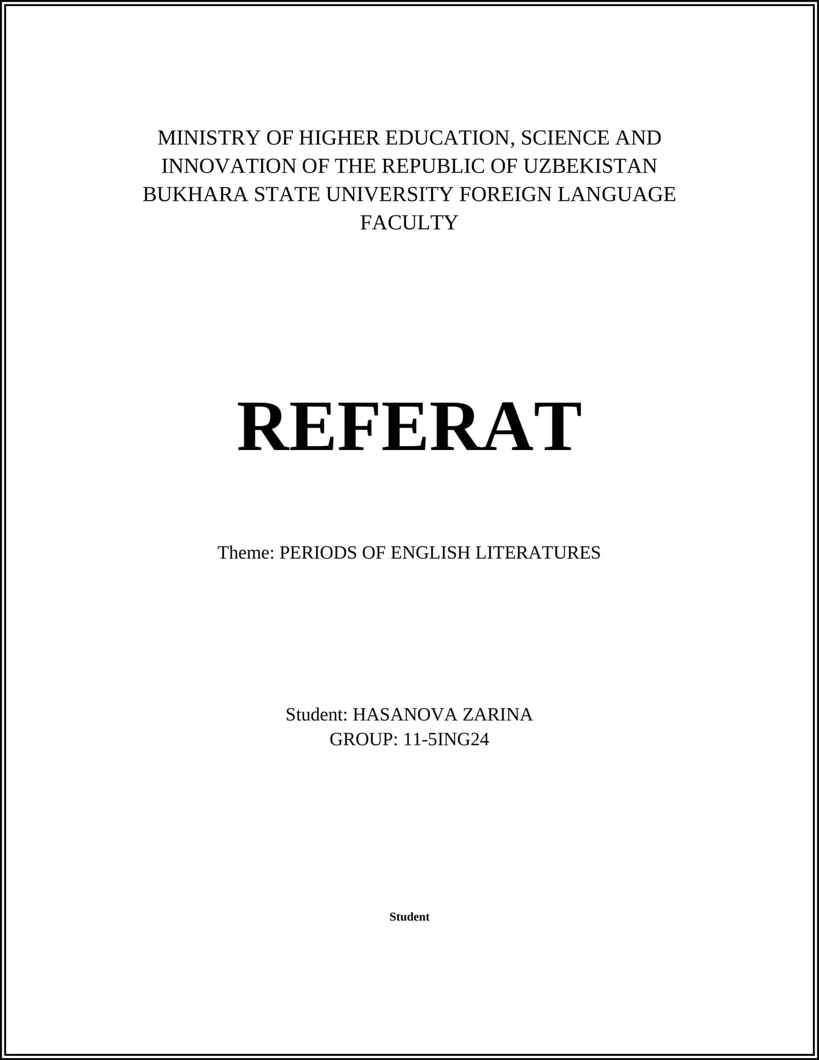 PERIODS OF ENGLISH LITERATURES