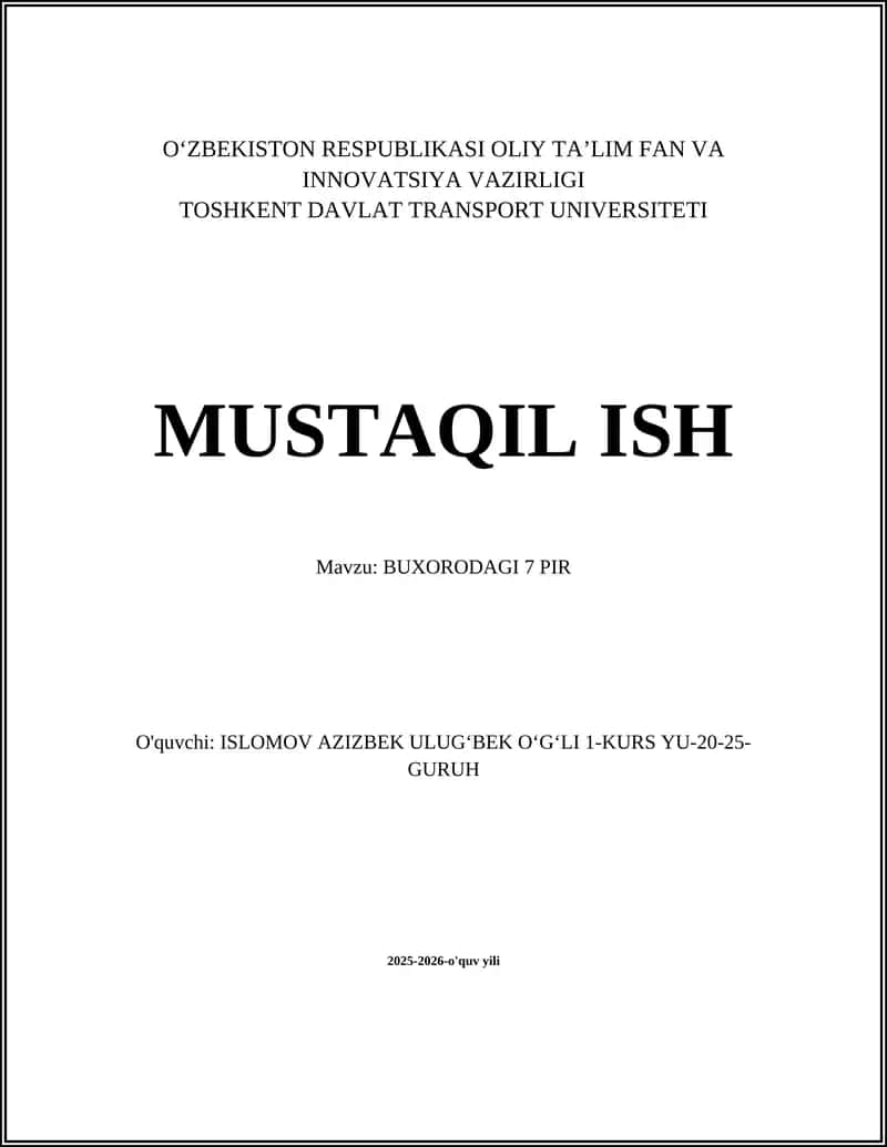 BUXORODAGI 7 PIR
