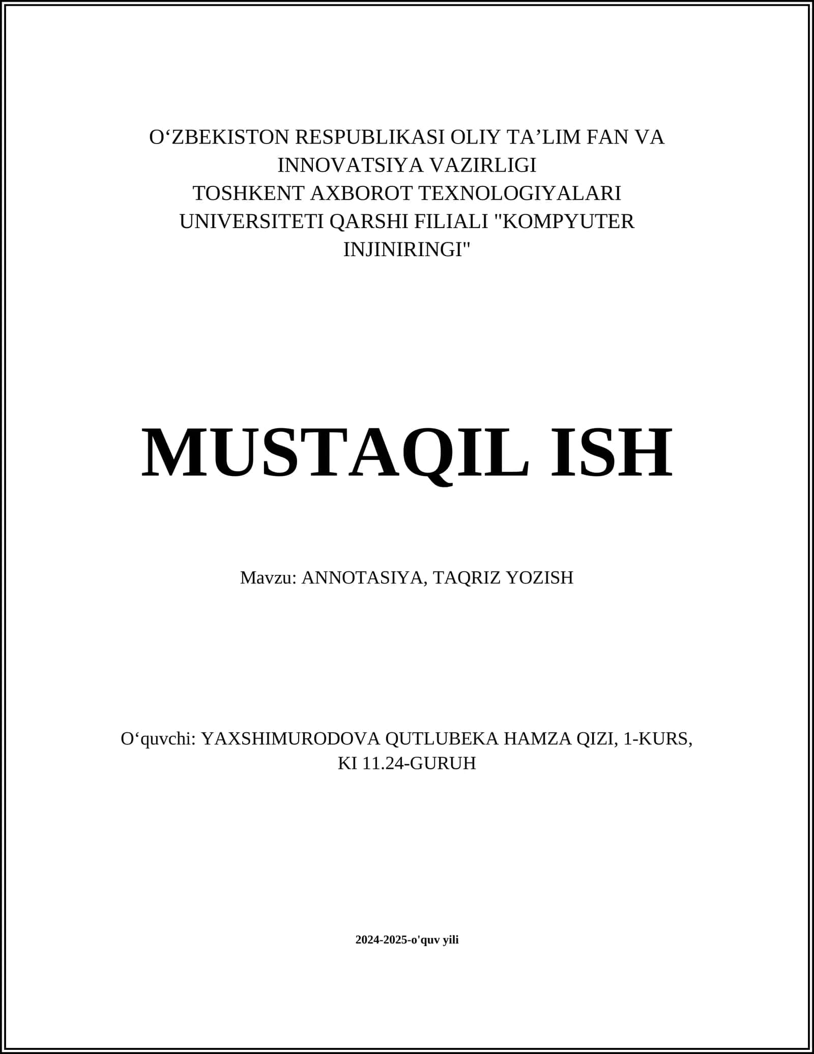 ANNOTASIYA, TAQRIZ YOZISH