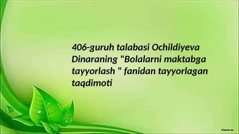 Bolalarni maktabga tayyorlash