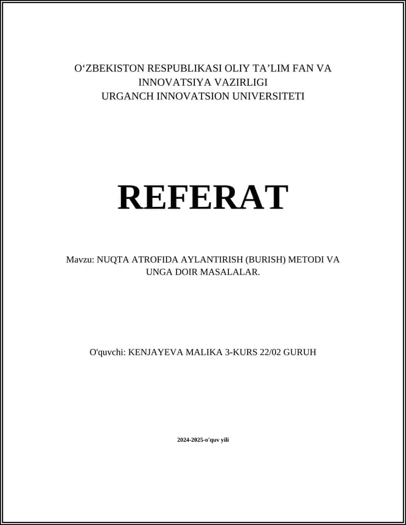 Nuqta atrofida burish metodlari