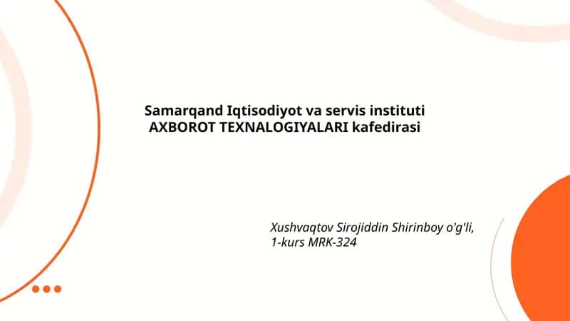 Axborot Texnologiyalari va Tijorat