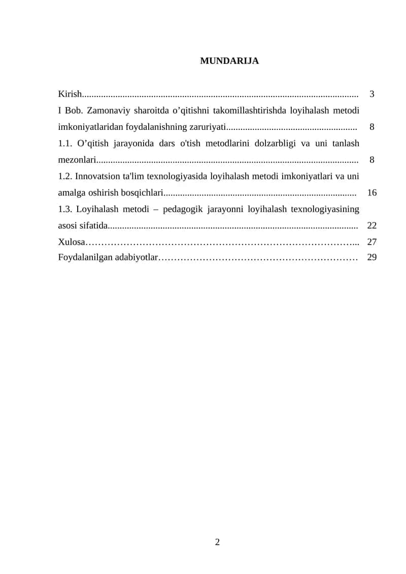 Proyekt metodining pedogogik, psixologik, metodik asoslari