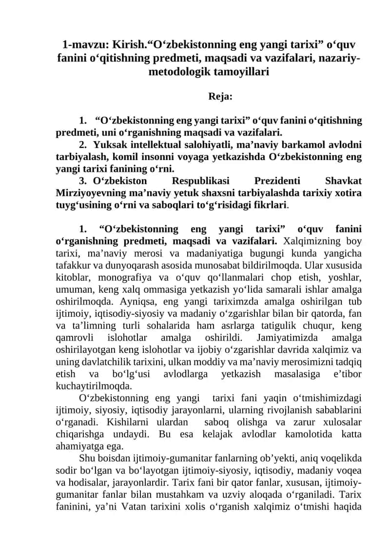 O‘zbekistonning eng yangi tarixi