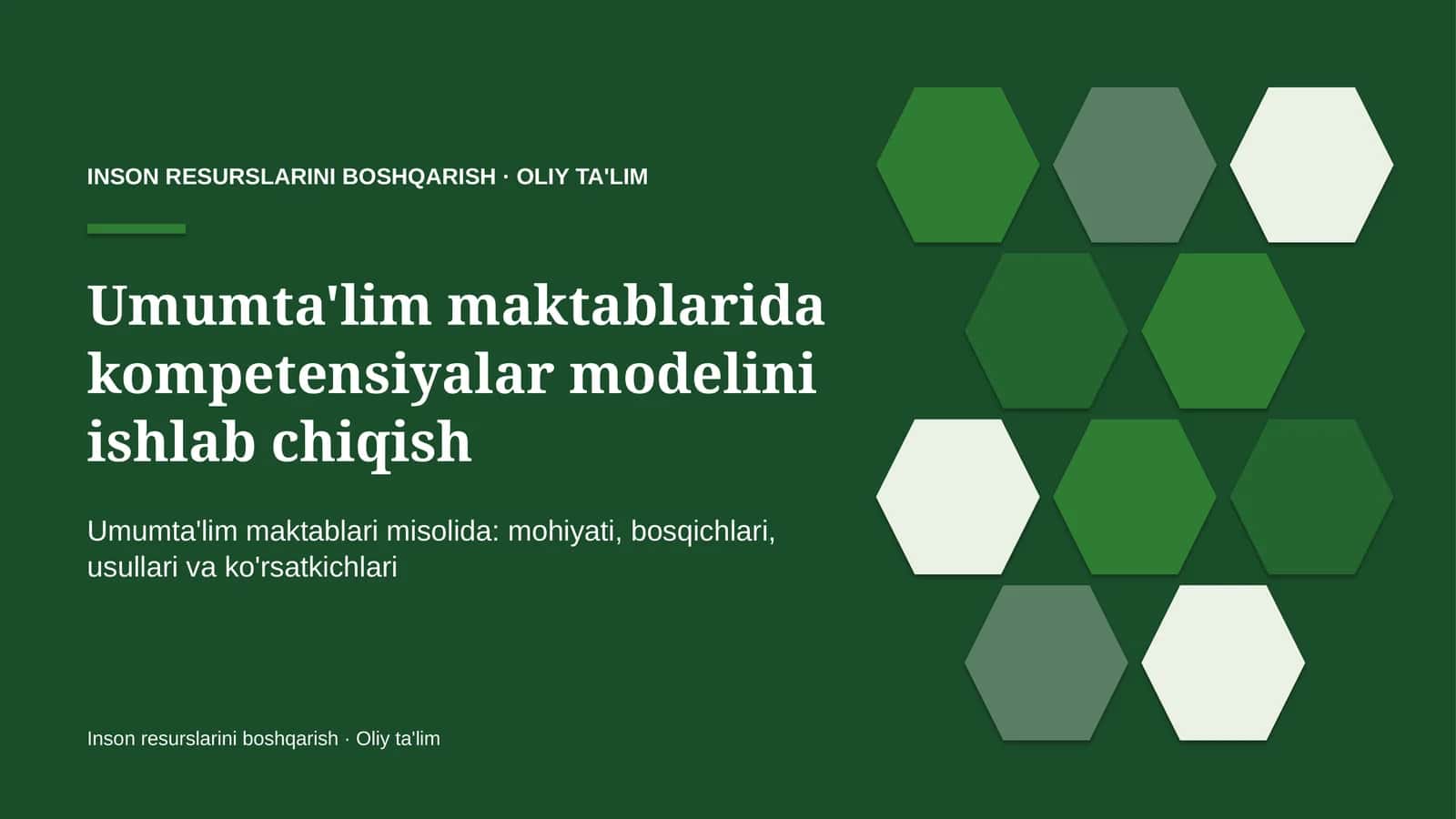 Umumta'lim maktablarida kompetensiyalar modelini ishlab chiqish