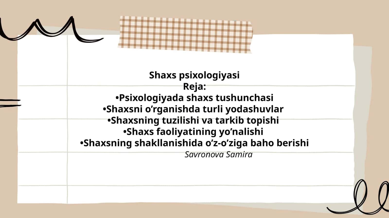 Shaxs psixologiyasi