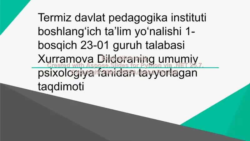 Xotira – umumiy psixologiya fanidan taqdimot
