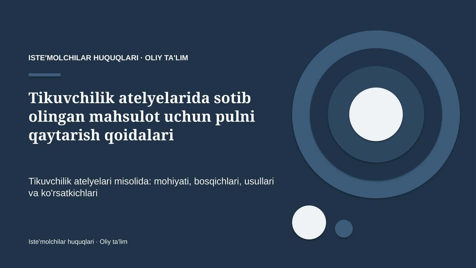 tikuvchilik atelyelarida sotib olingan mahsulot uchun pulni qaytarish qoidalari 9678