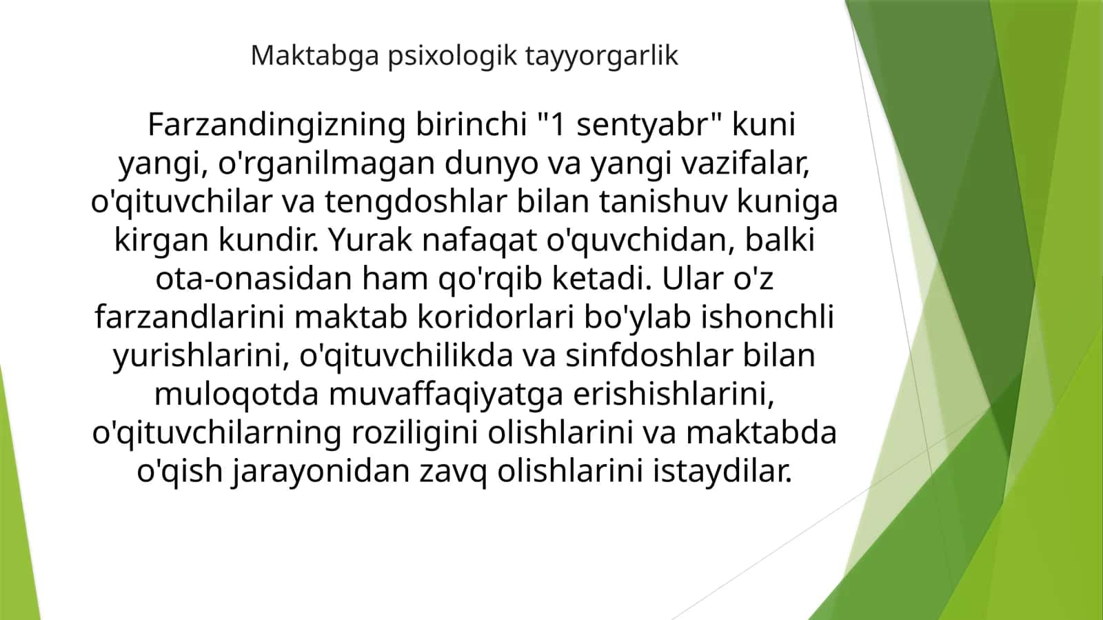 Maktabga Psixologik Tayyorgarlik
