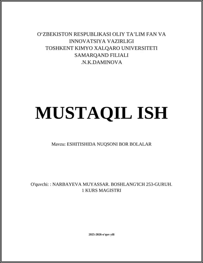 ESHITISHIDA NUQSONI BOR BOLALAR