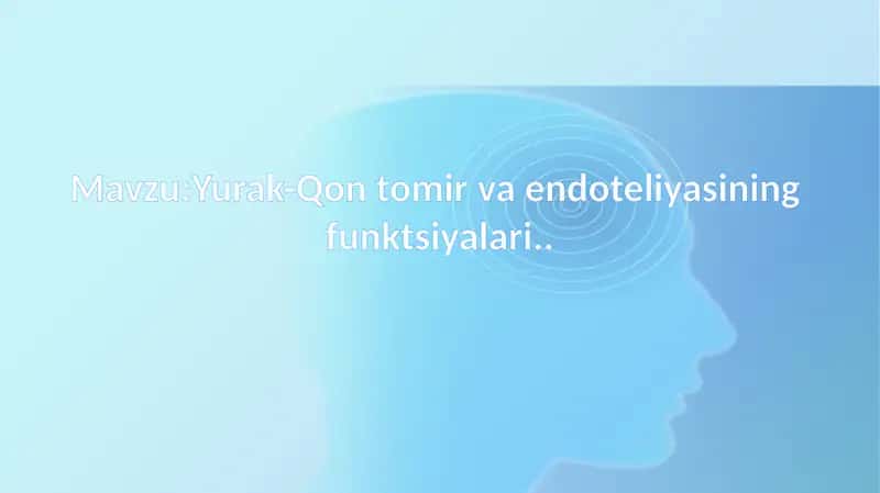 Yurak-Qon tomir va endoteliyasining funktsiyalari