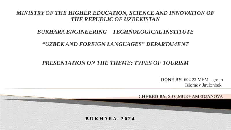 Types of Tourism Presentation