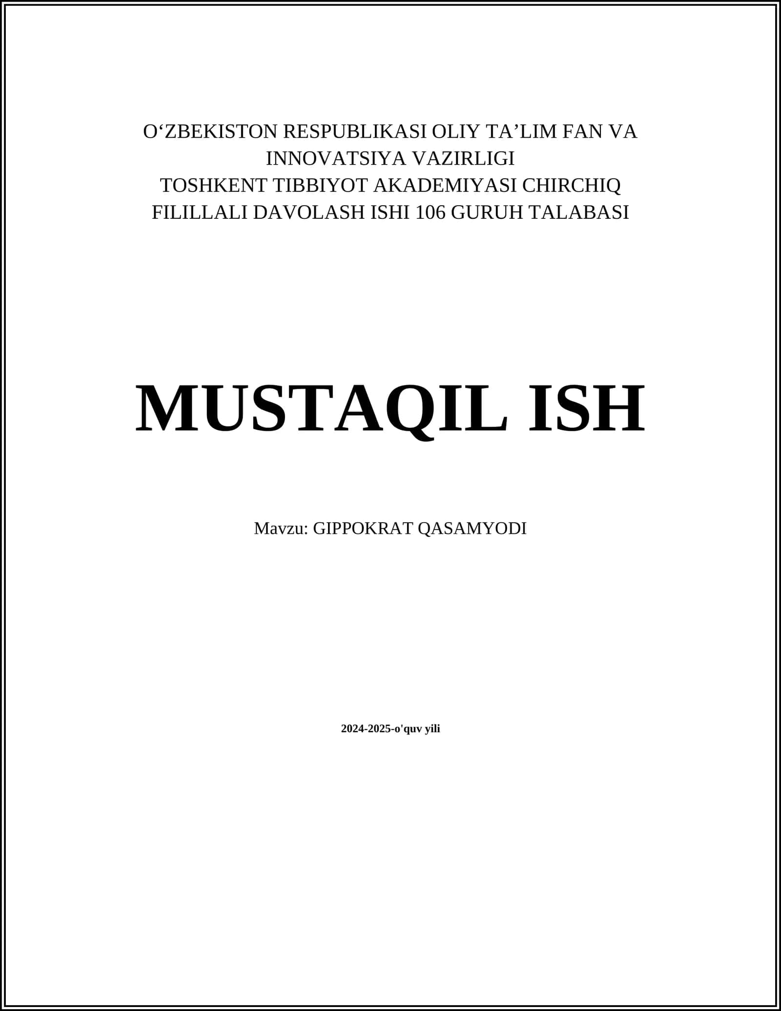 GIPPOKRAT QASAMYODI