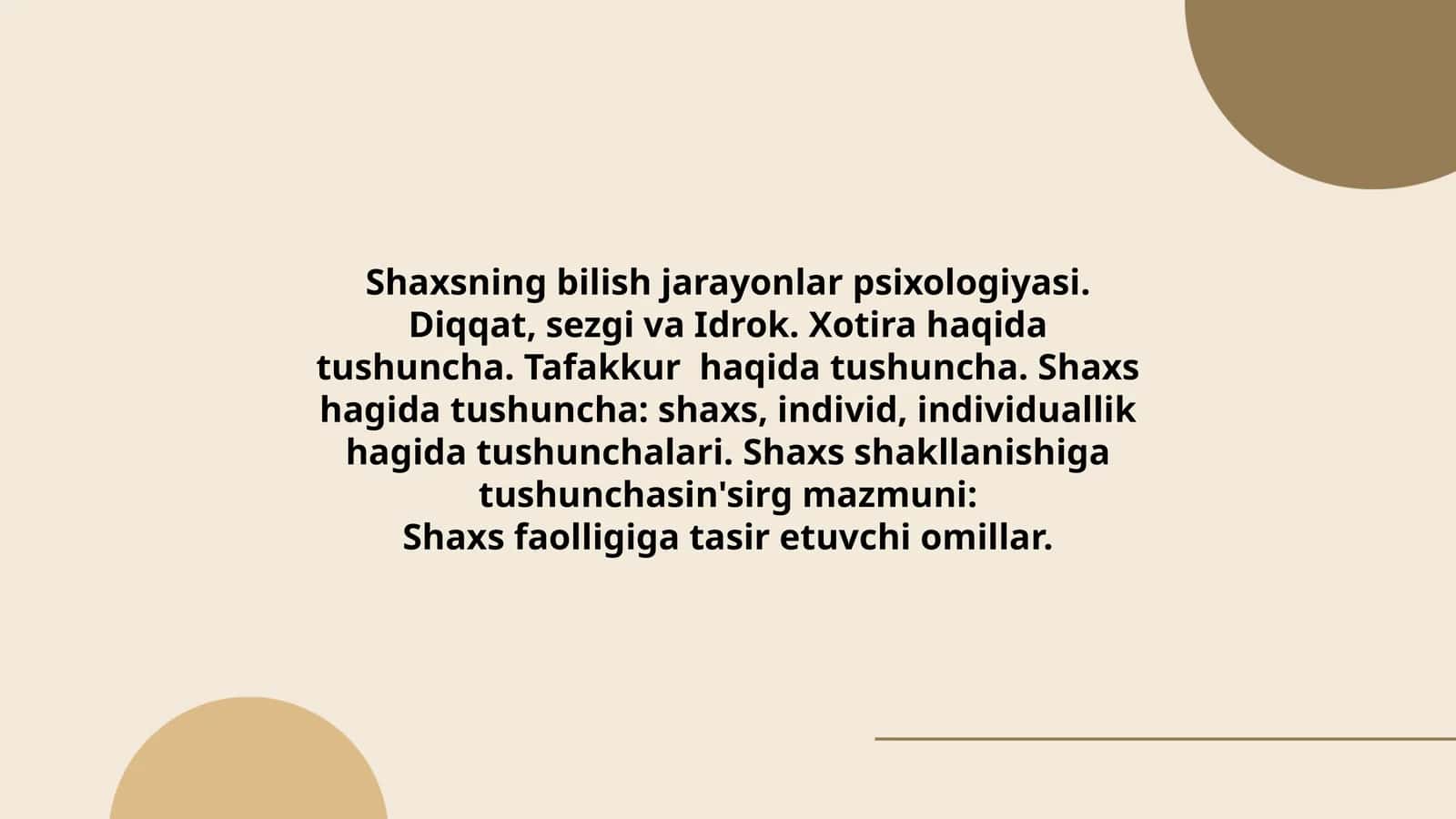 Shaxsning bilish jarayonlar psixologiyasi