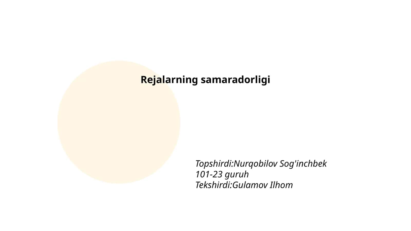 Rejalarning samaradorligi