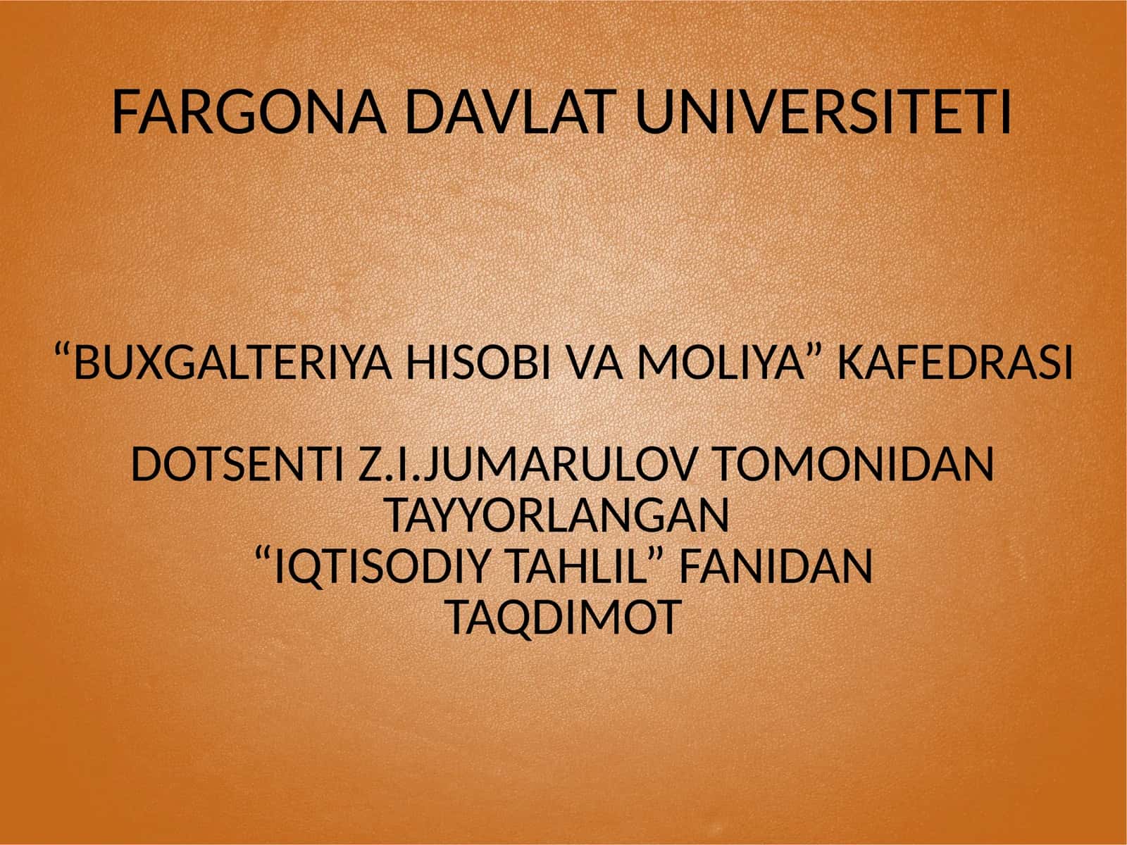 IQTISODIY TAHLIL